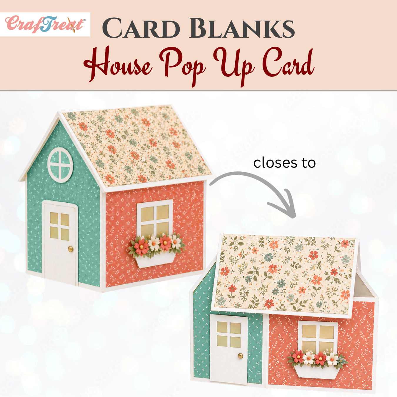 CrafTreat Card Blank - House Pop-up Card