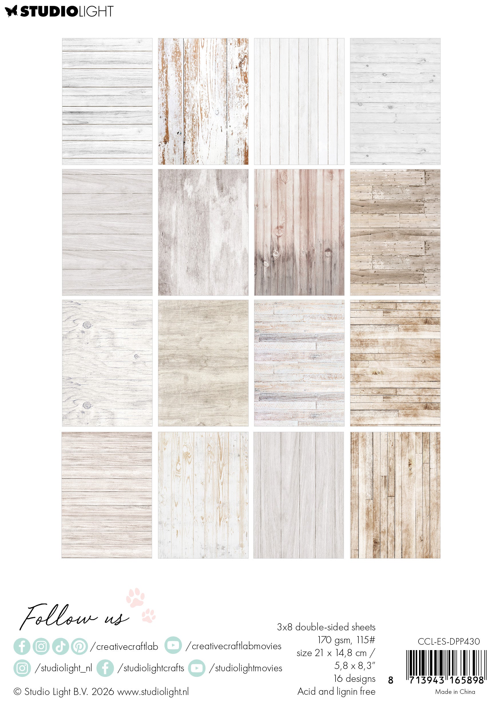 CCL Design Paper Pad White Wood Essentials 24 Sheets