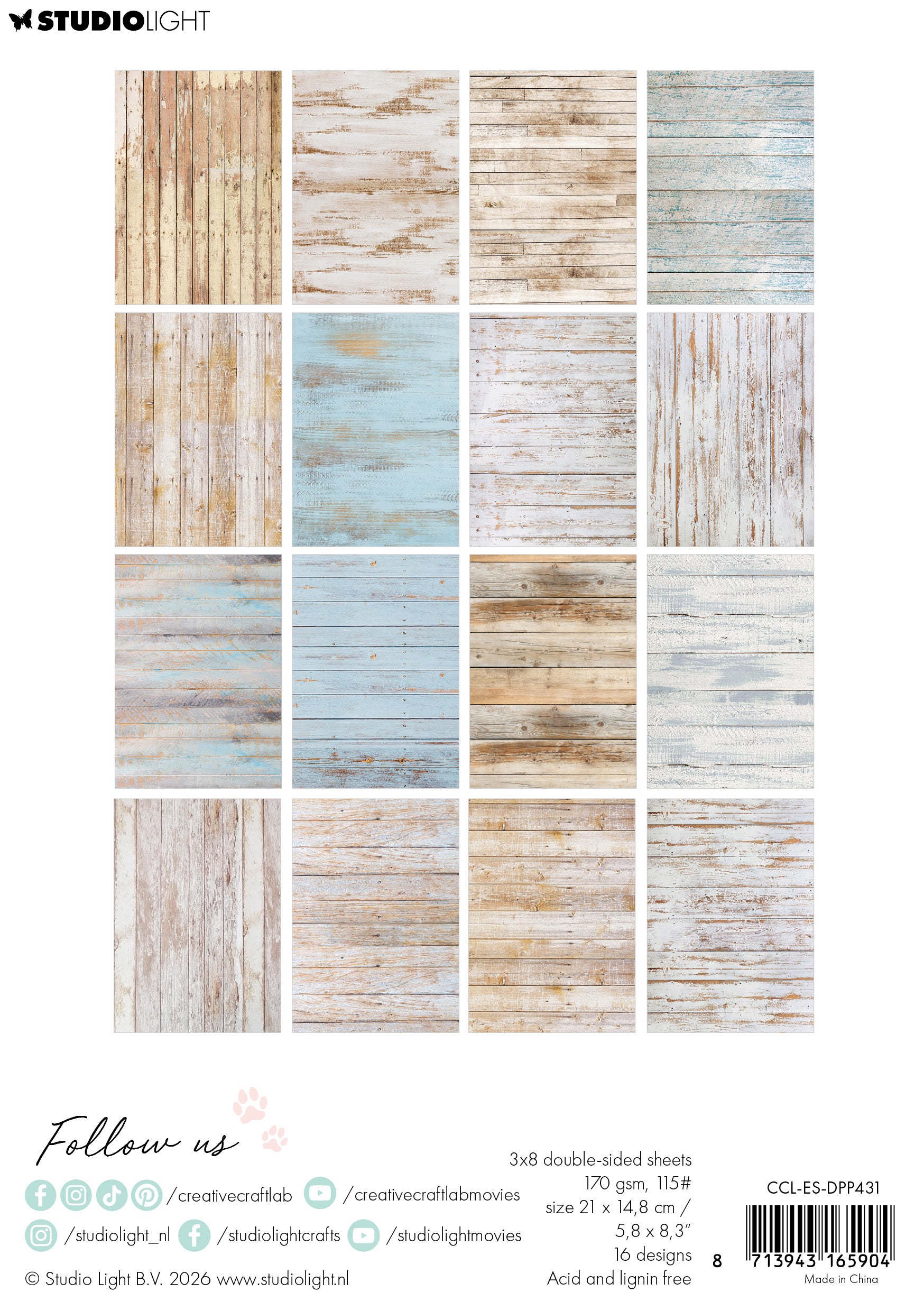 CCL Design Paper Pad Shabby Wood Essentials 24 Sheets