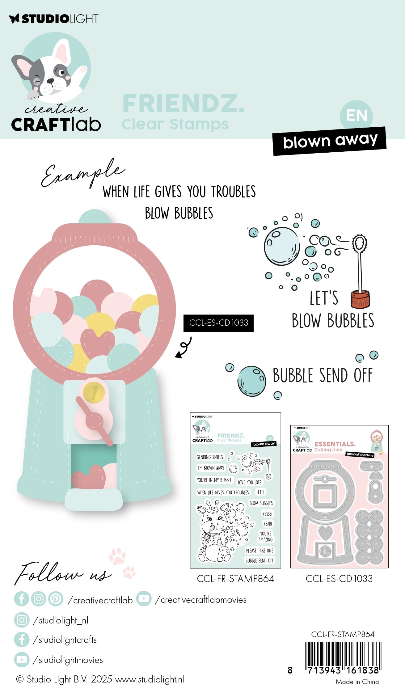 CCL Clear Stamp Blown Away Friendz 17 Pieces