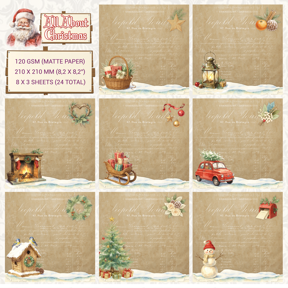 Creatief Art - "Vintage Parchment" - Collage Paper - All About Christmas