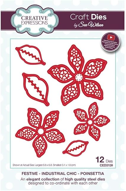 Creative Expressions Sue Wilson Festive Industrial Chic Poinsettia Craft Die