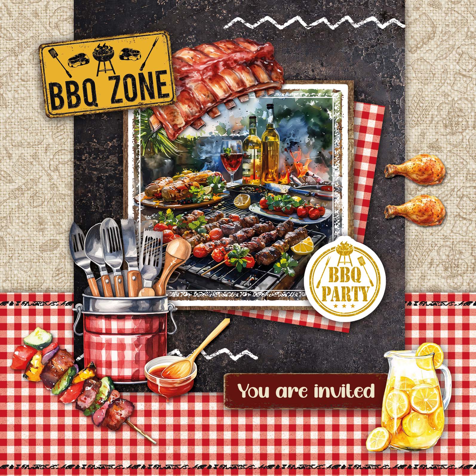 SL Cardmaking Pad BBQ Party Essentials 14 Sheets