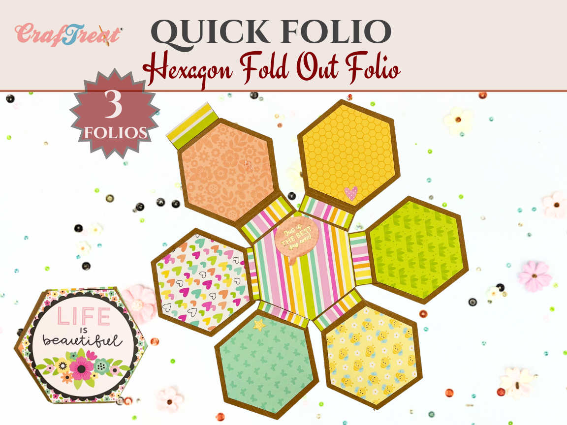 Craftreat Scrapbook Blank Quick Folio - Hexagon Fold Out