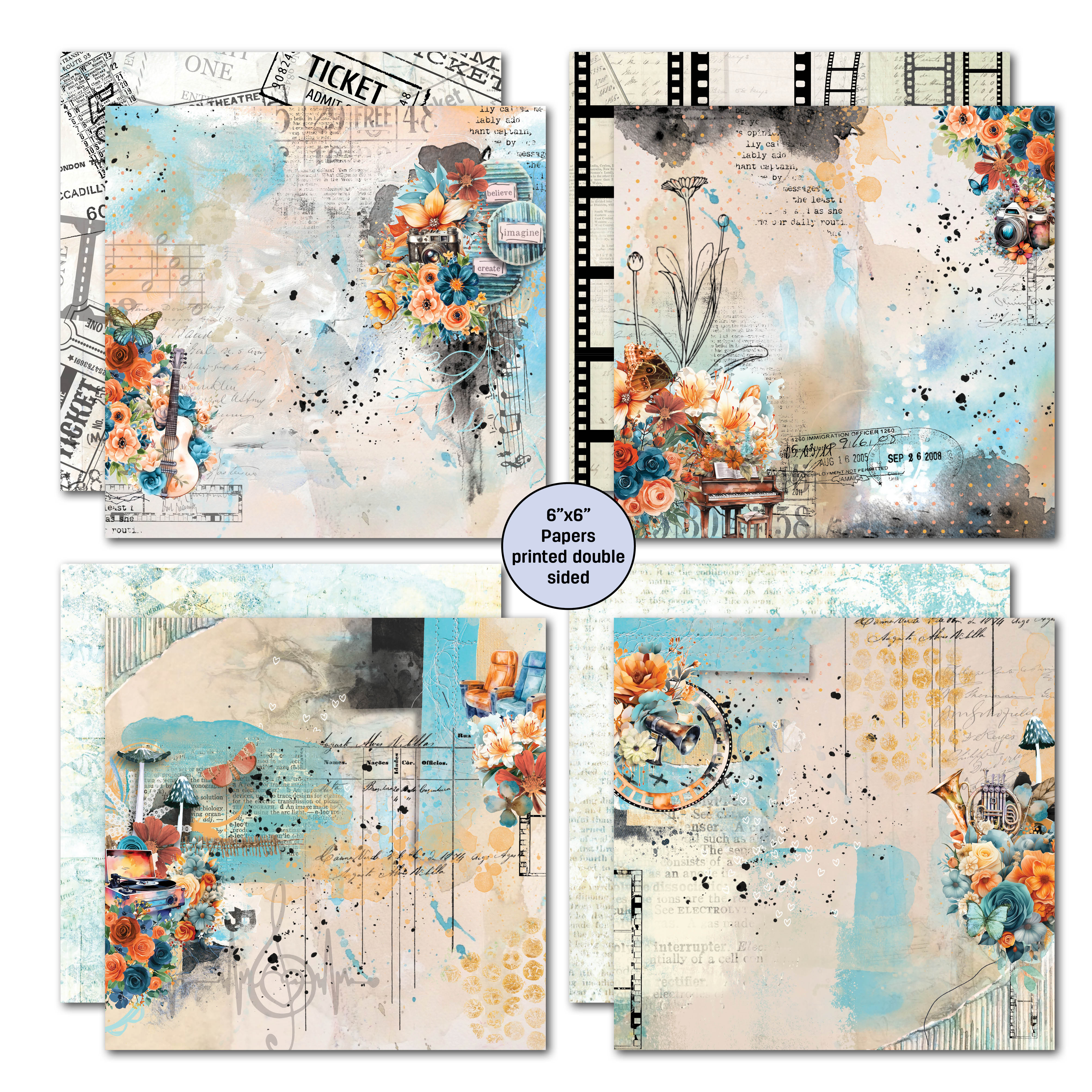 3Quarter Designs Cerulean Score 6x6 Paper Pack