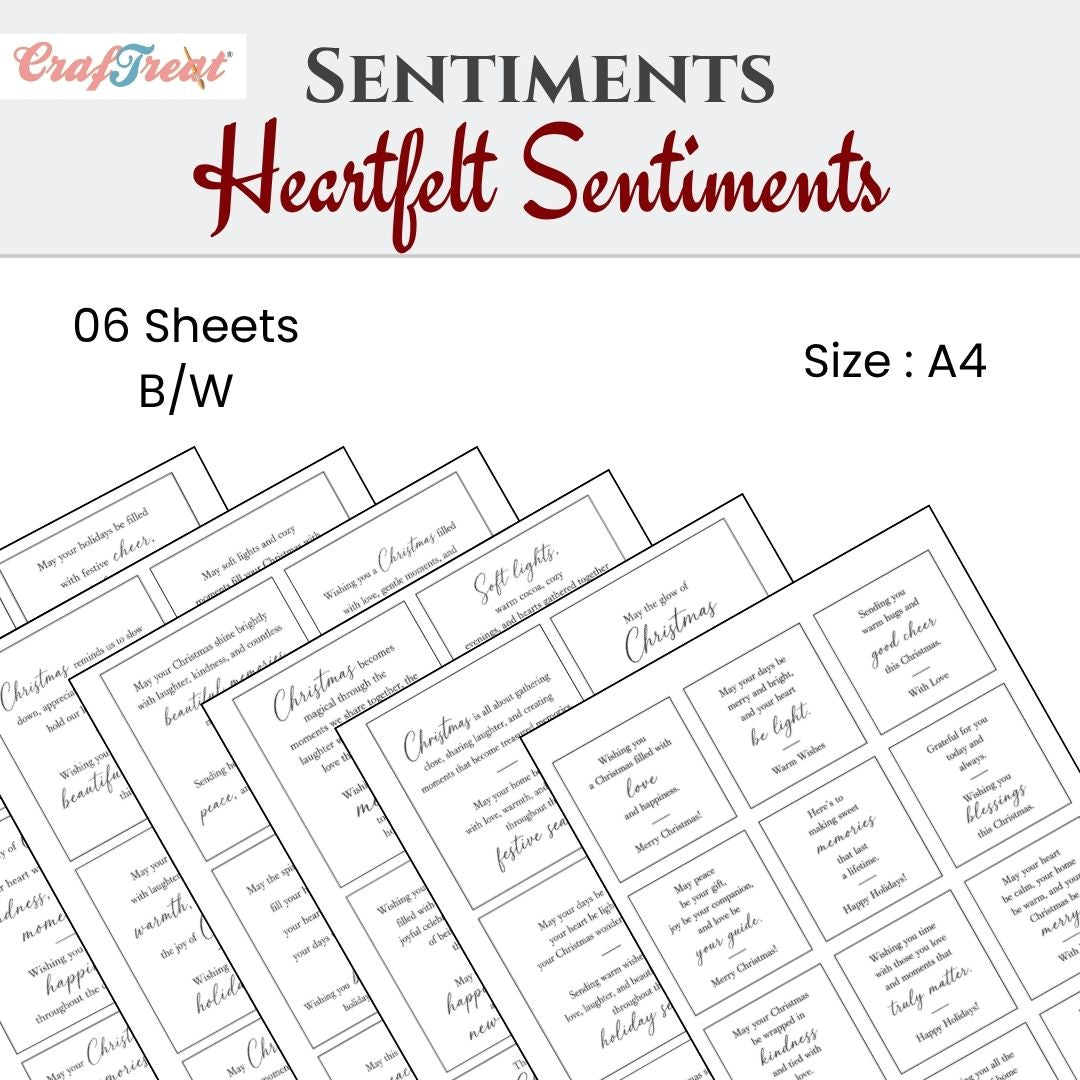 CrafTreat Sentiment Sheets - Heartfelt Christmas Sentiments 6 Designs