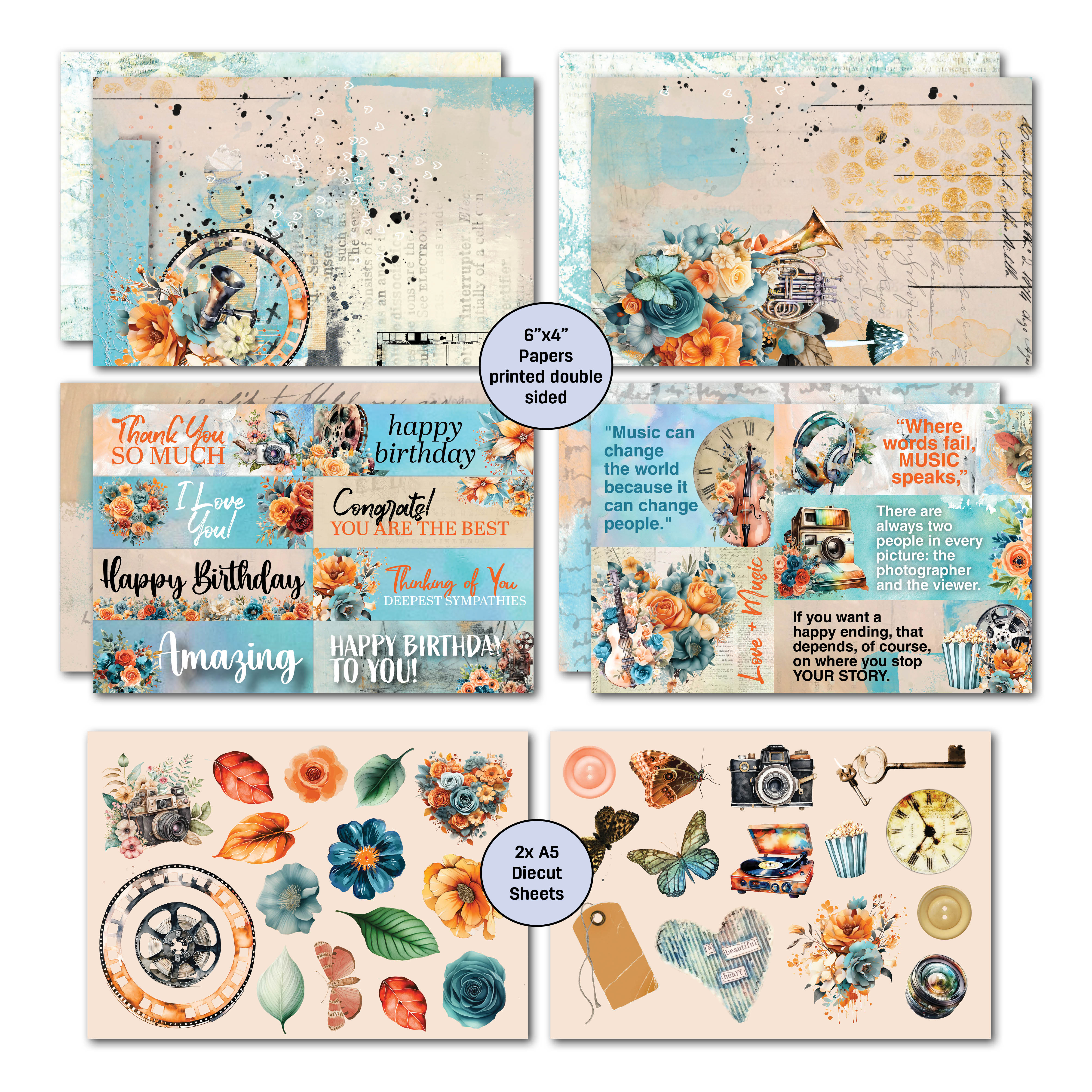 3Quarter Designs Cerulean Score 6x4 Card Pack