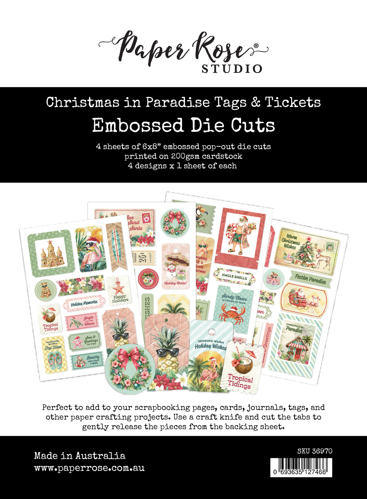 Christmas in Paradise 6x8" Tags & Tickets Embossed Die Cuts 36970