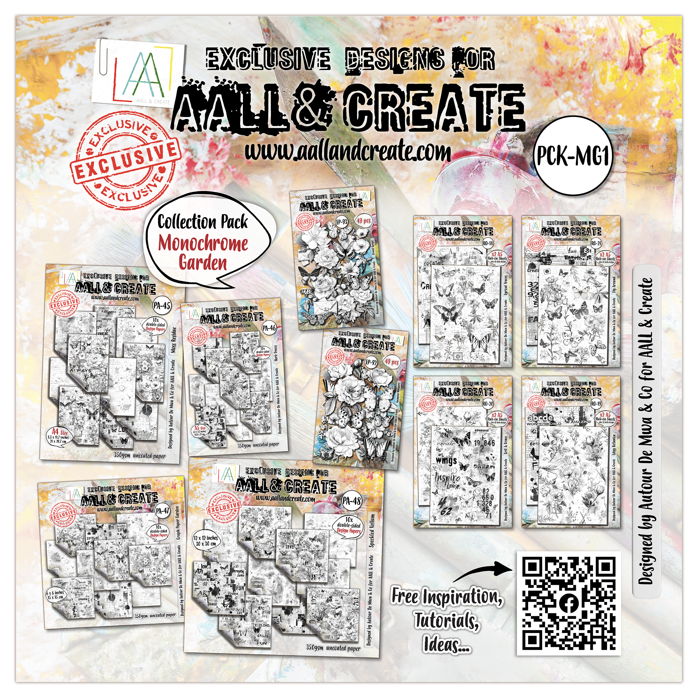 AALL and Create - 12"x12" Collection Pack - Monochrome Garden