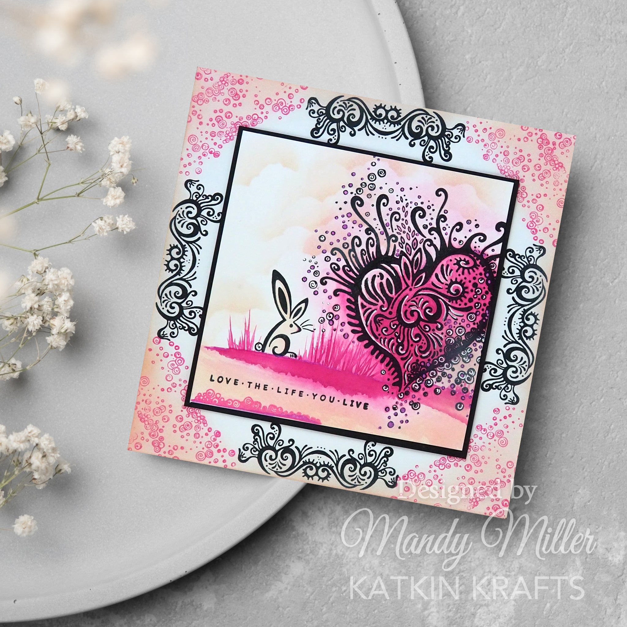 Katkin Kraft Love Is All Around 6 in x 8 in Clear Stamp Set