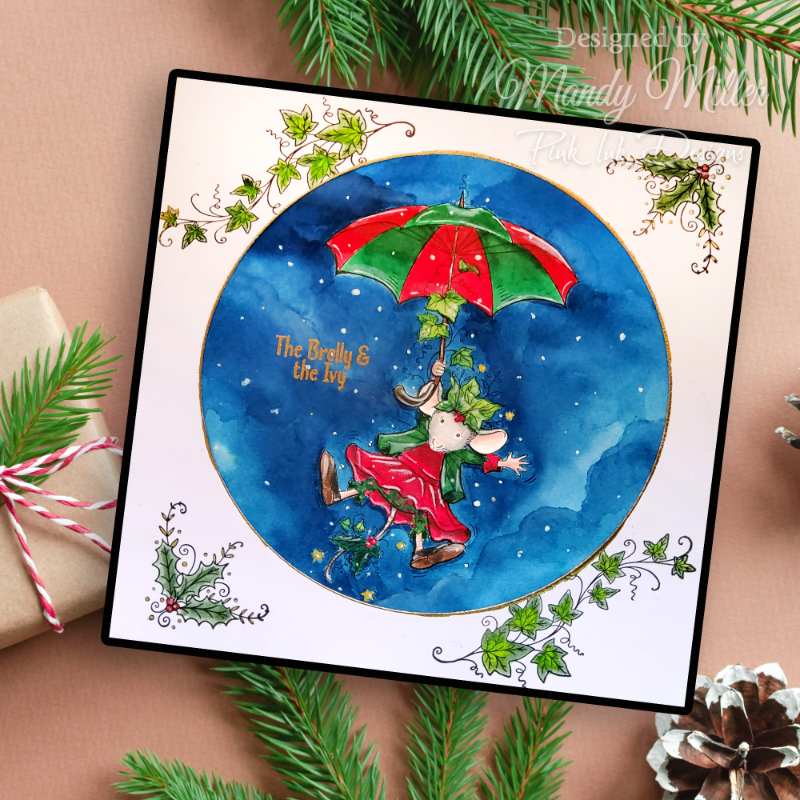 Pink Ink Designs The Brolly & The Ivy 6 in x 8 in Clear Stamp Set