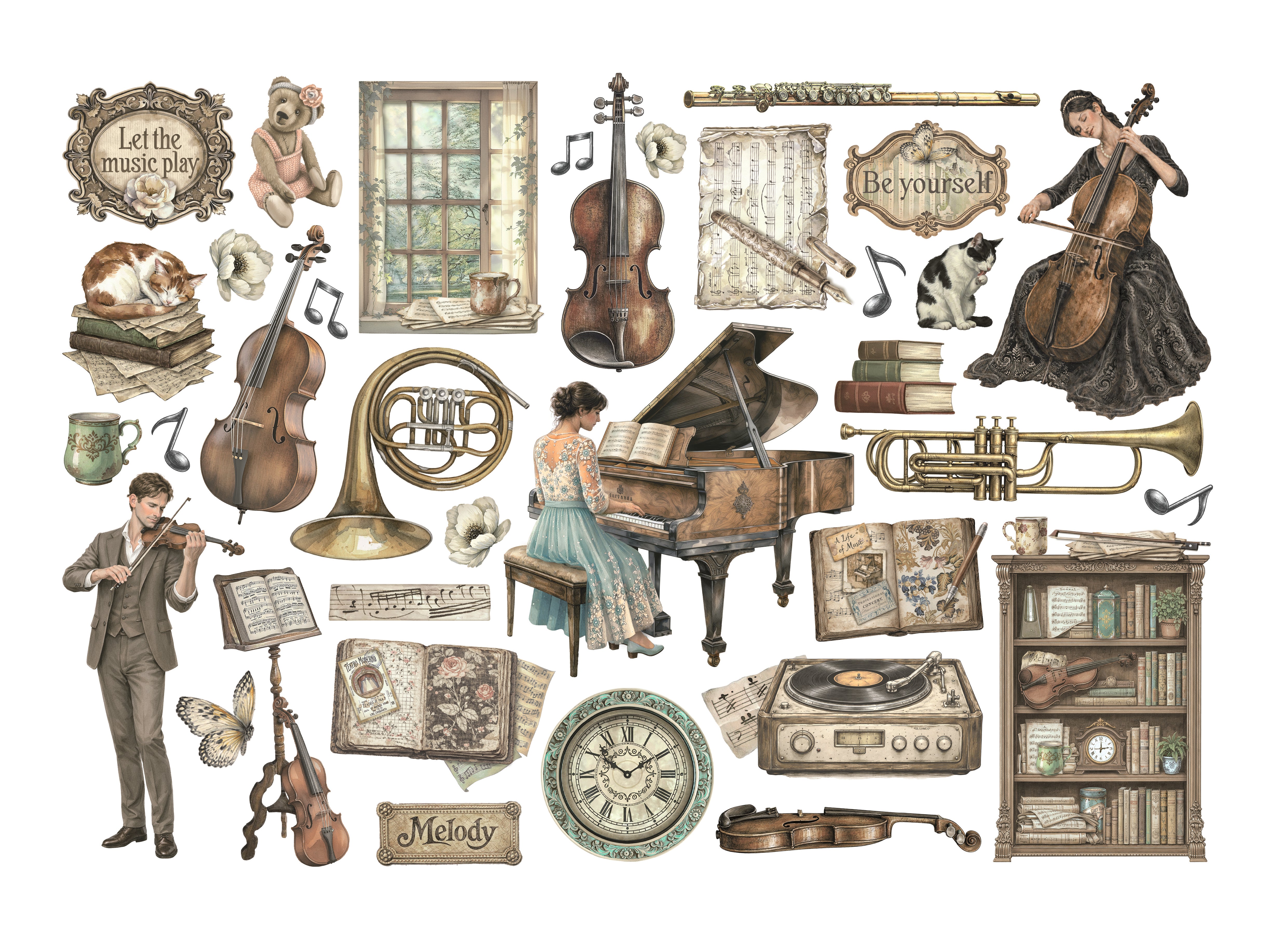 Printed Decorative Ephemera For Art And Craft - Symphony