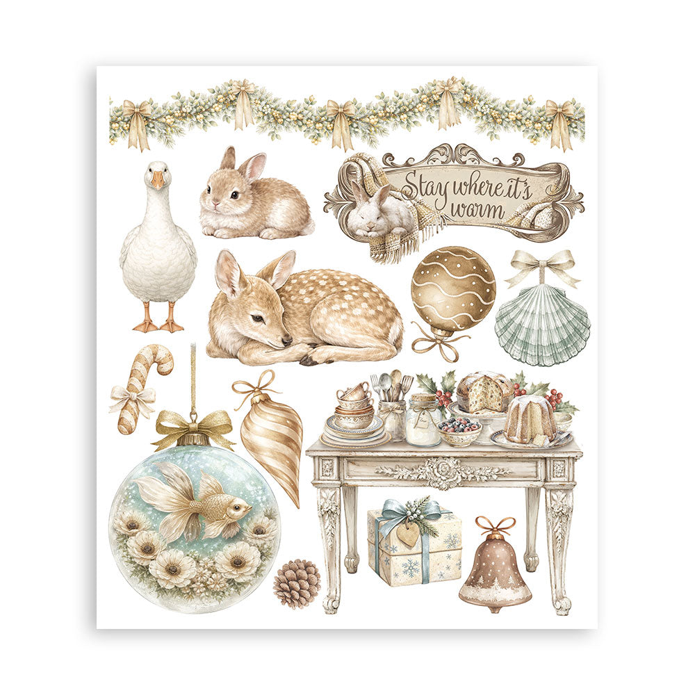 Printed Decorative Rub-On Selection For Art And Craft cm 20.5x23 - White Christmas
