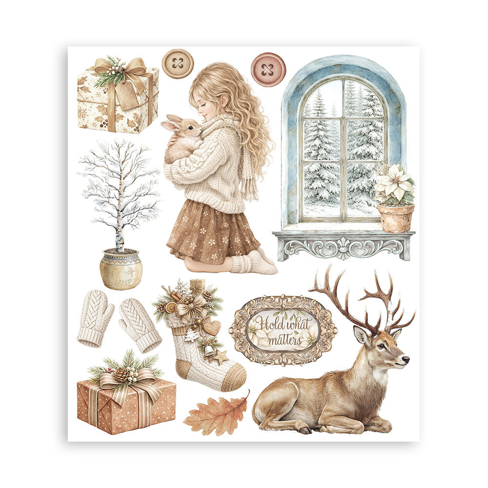 Printed Decorative Rub-On Selection For Art And Craft cm 20.5x23 - White Christmas