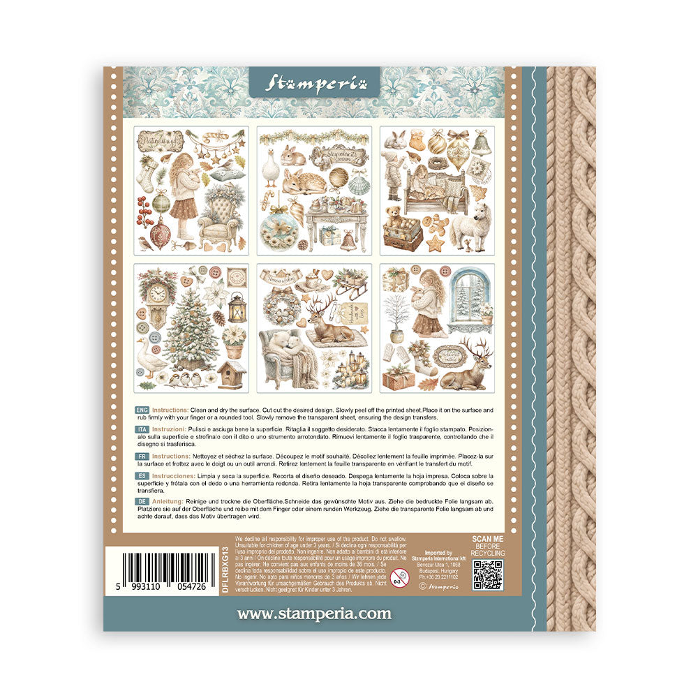 Printed Decorative Rub-On Selection For Art And Craft cm 20.5x23 - White Christmas