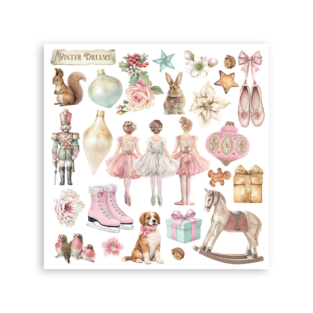Printed Decorative Rub-On Kit For Art And Craft cm 15.5x15.5 - Winter Magic