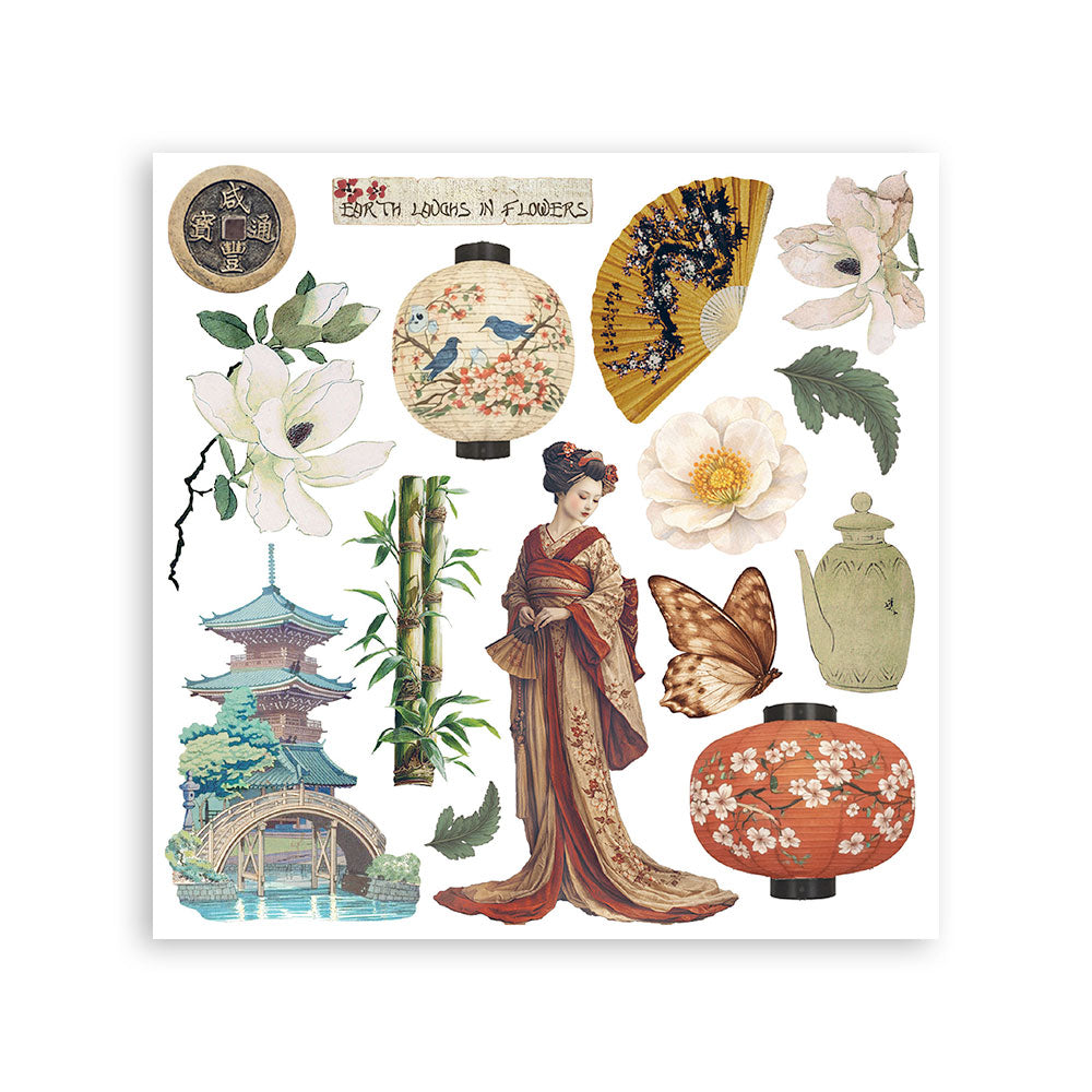 Printed Decorative Rub On Kit For Art And Craft Cm 15.5x15.5 - Oriental Garden