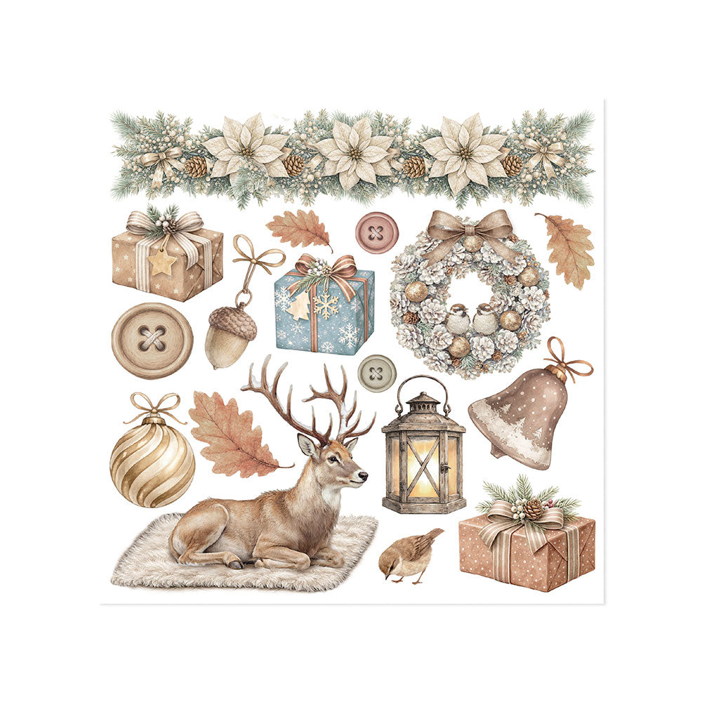 Printed Decorative Rub-On Kit For Art And Craft cm 15.5x15.5 - White Christmas