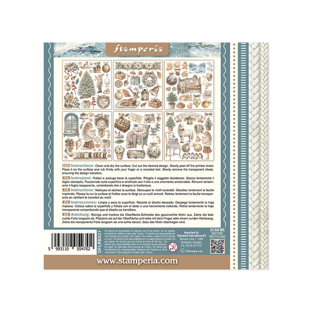Printed Decorative Rub-On Kit For Art And Craft cm 15.5x15.5 - White Christmas