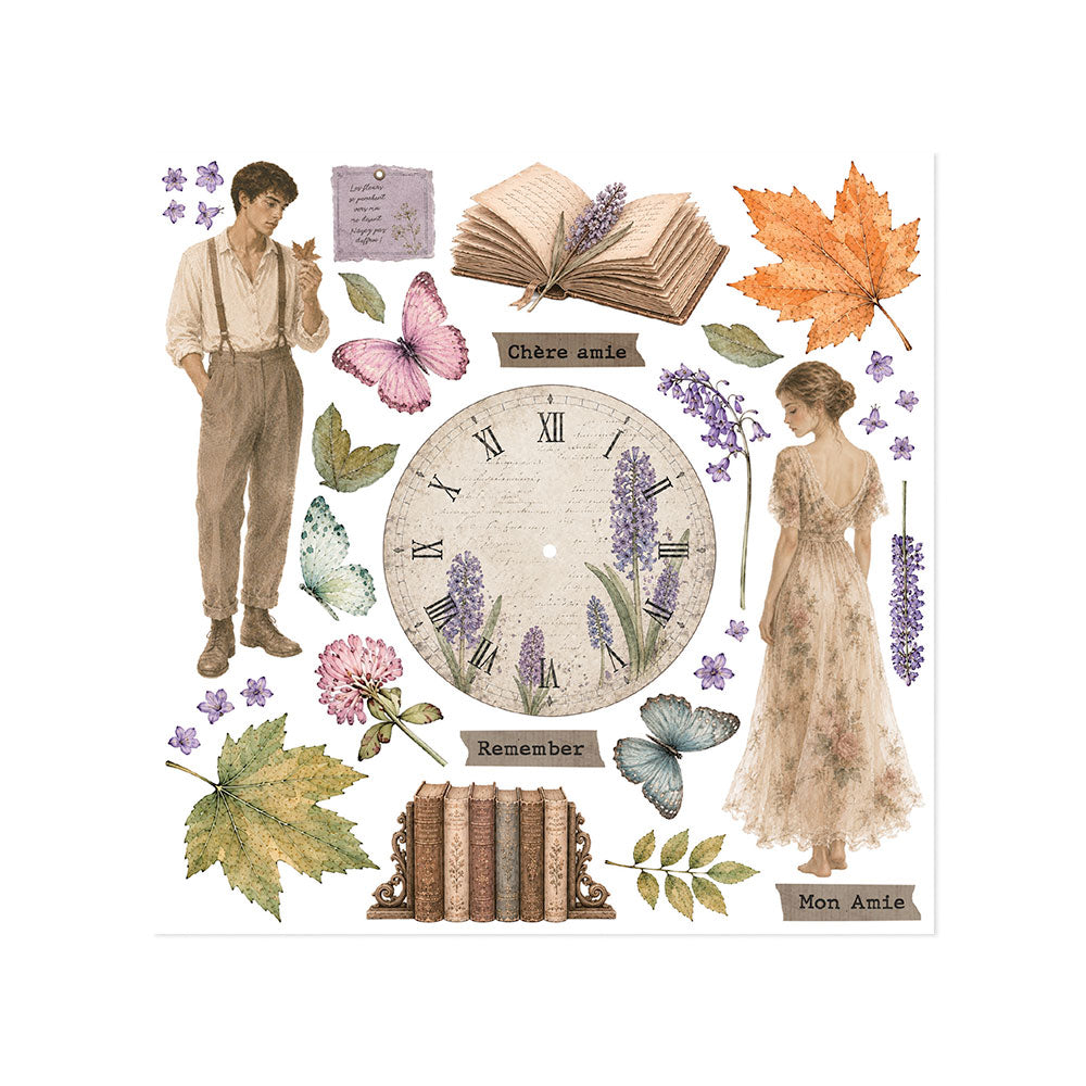 Printed Decorative Rub On Kit For Art And Craft 15.5x15.5cm - Flowers And Poems