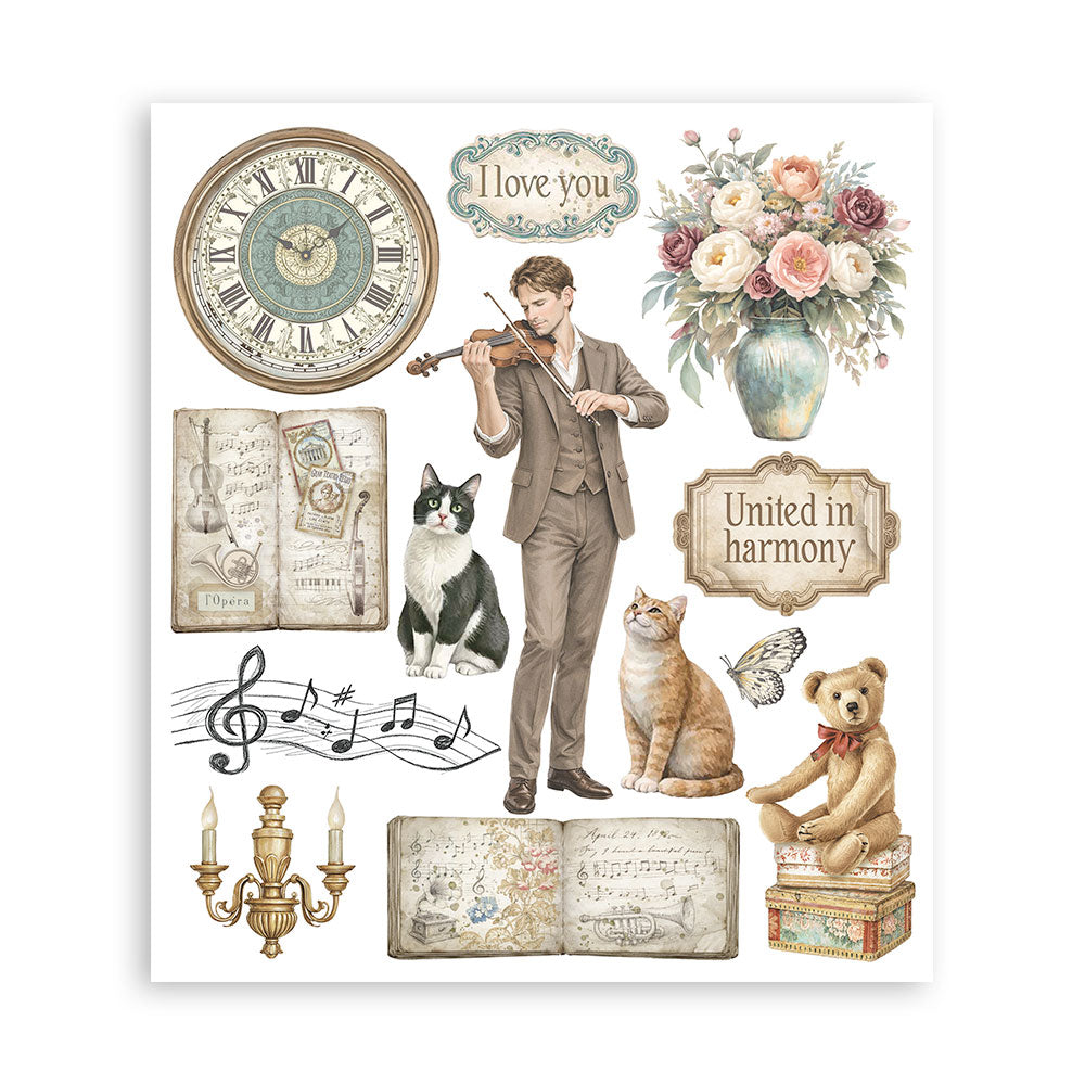 Printed Decorative Rub-On Selection For Art And Craft cm 20.5x23 - Symphony