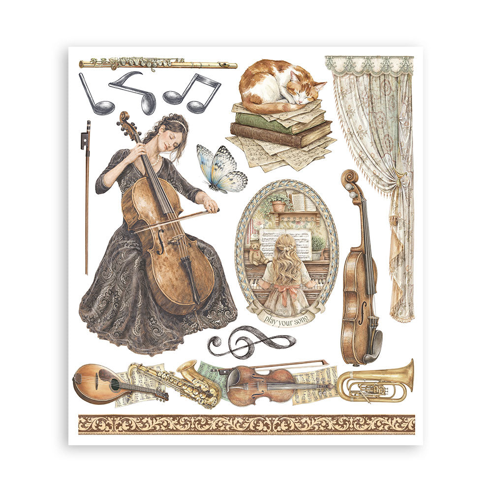 Printed Decorative Rub-On Selection For Art And Craft cm 20.5x23 - Symphony