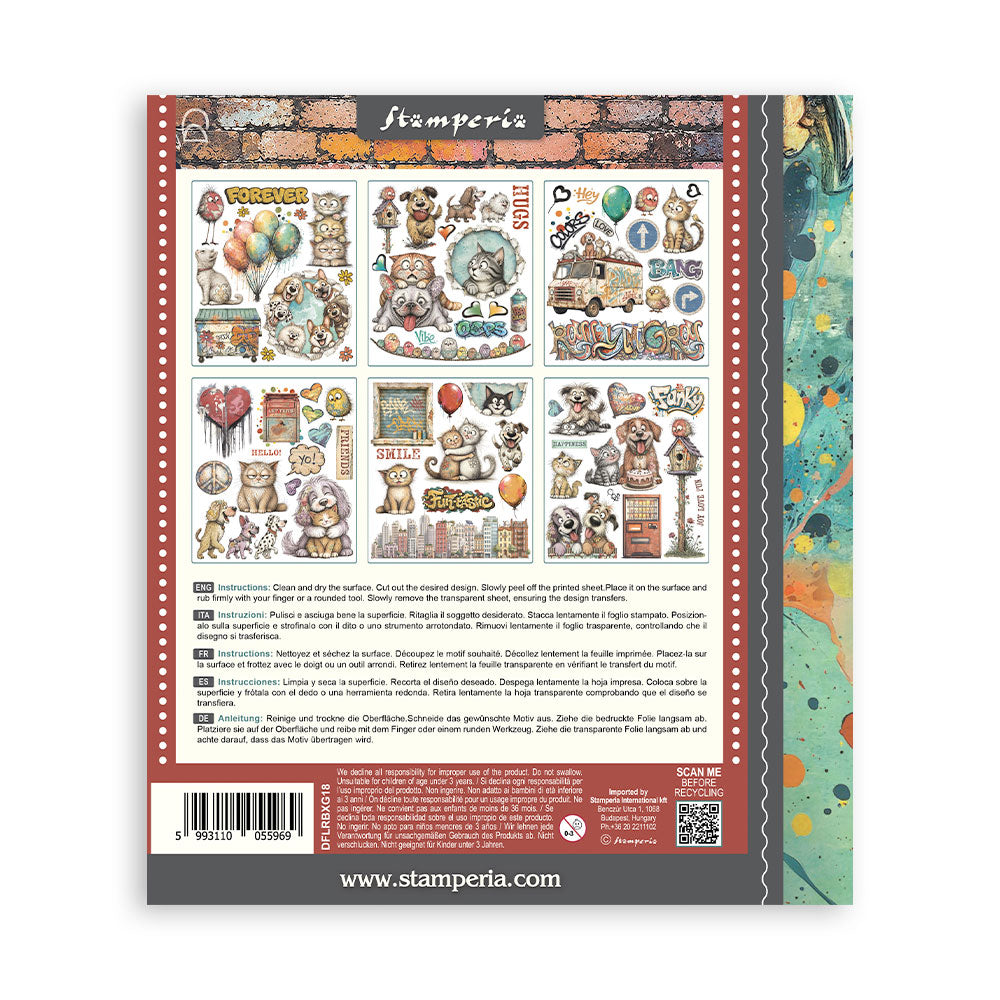 Printed Decorative Rub On Selection For Art And Craft cm 20.5X23 - Furry Friends 2