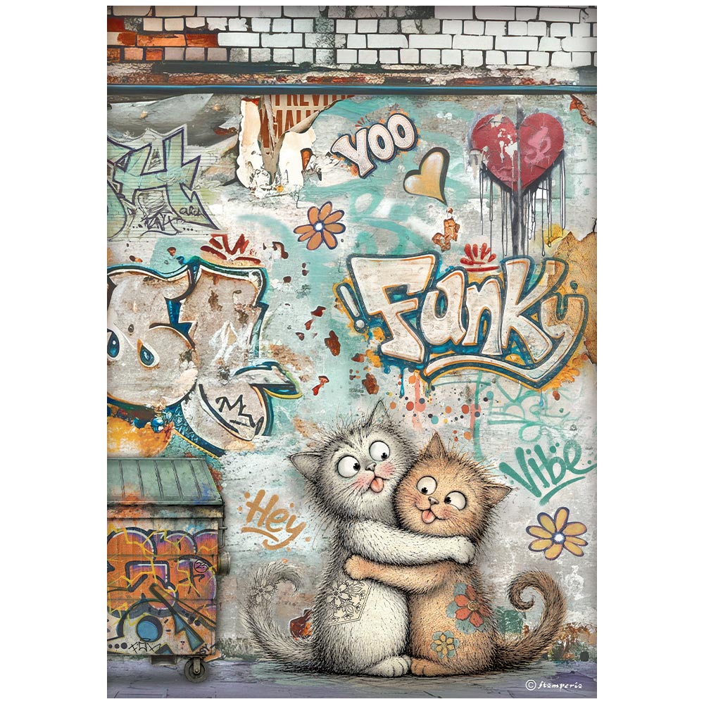 Printed A4 Rice Paper For Art And Craft - Furry Friends 2 Funky Cats