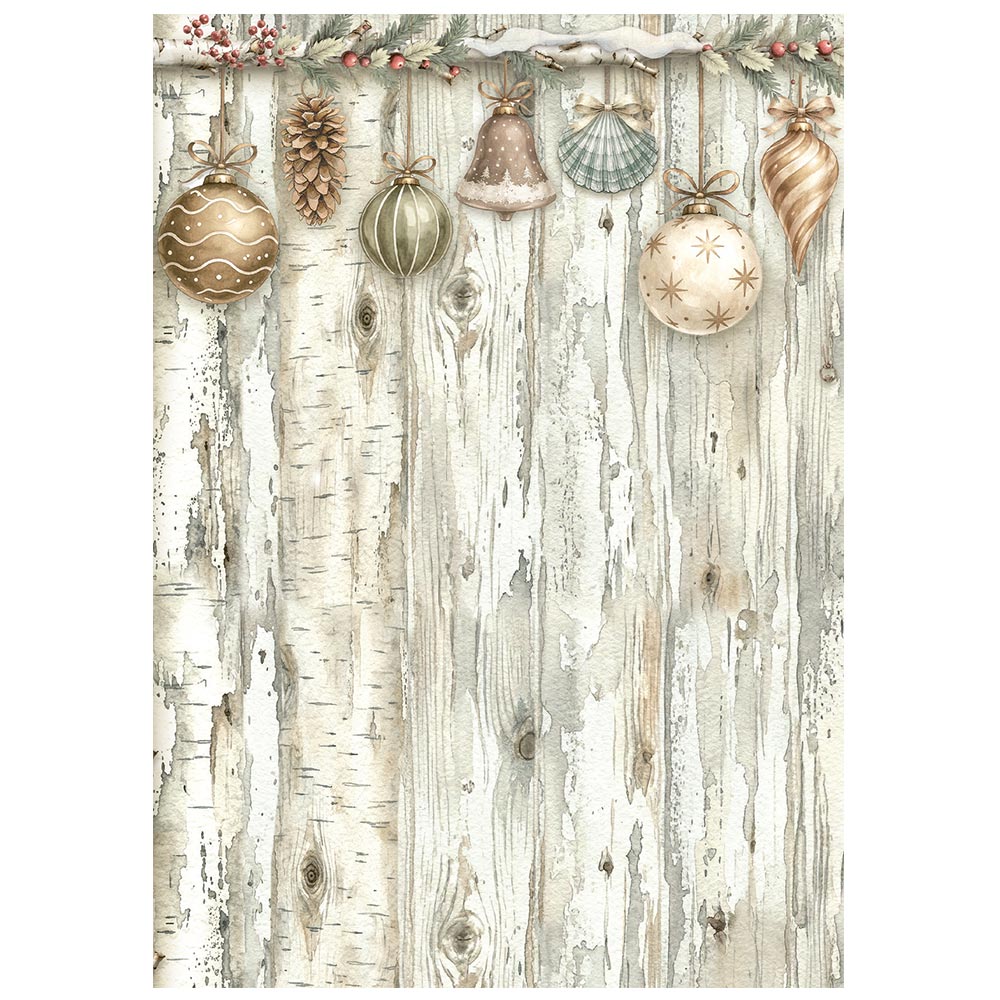 Printed 8 Rice Paper A6 Backgrounds Selection For Art And Craft - White Christmas