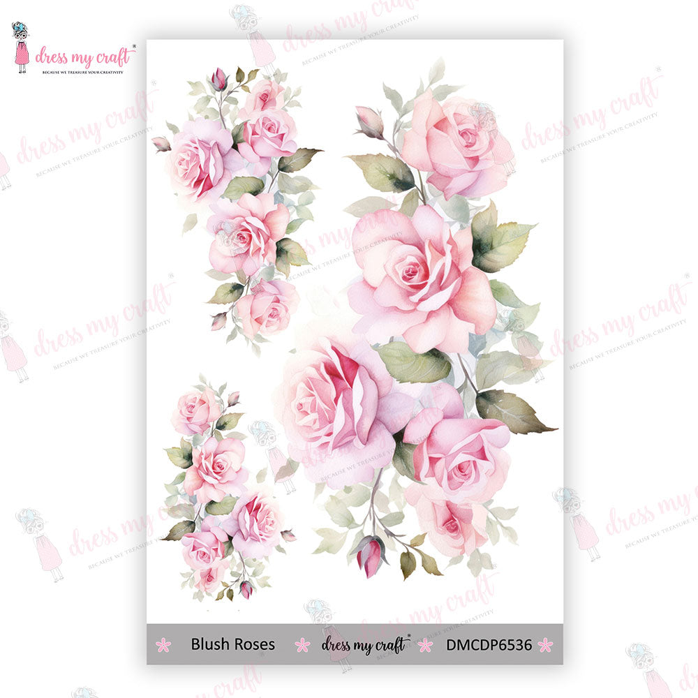 Dress My Craft - Blush Roses - Mini Transfer Me (4" X 6")