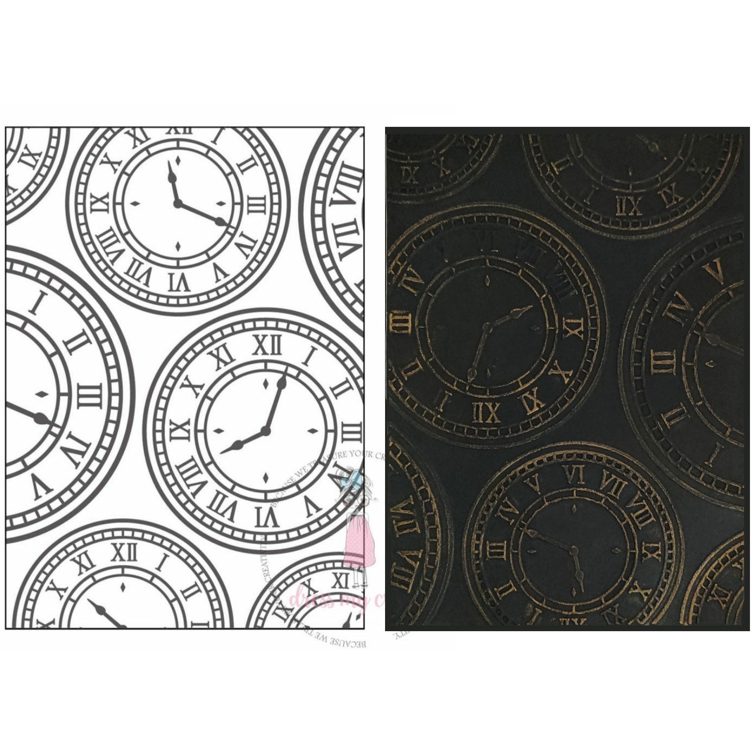 Dress My Craft - Vintage Clock Pattern - Embossing Folder