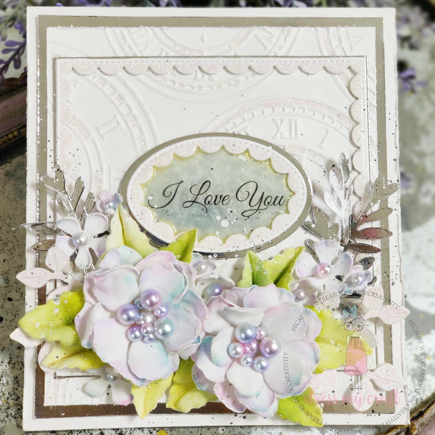 Dress My Craft - Vintage Clock Pattern - Embossing Folder