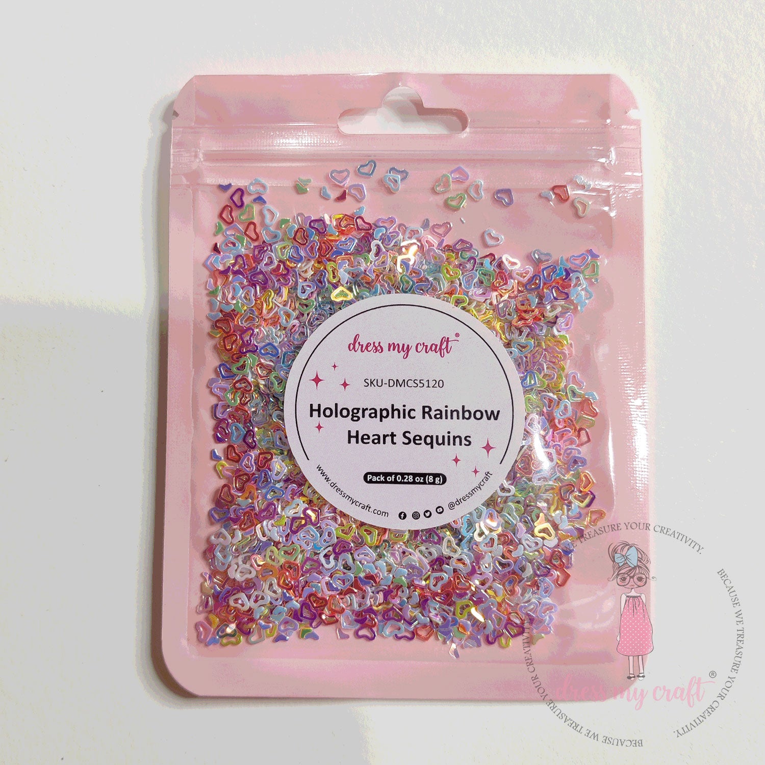 Dress My Craft - Holographic Rainbow Heart Sequins