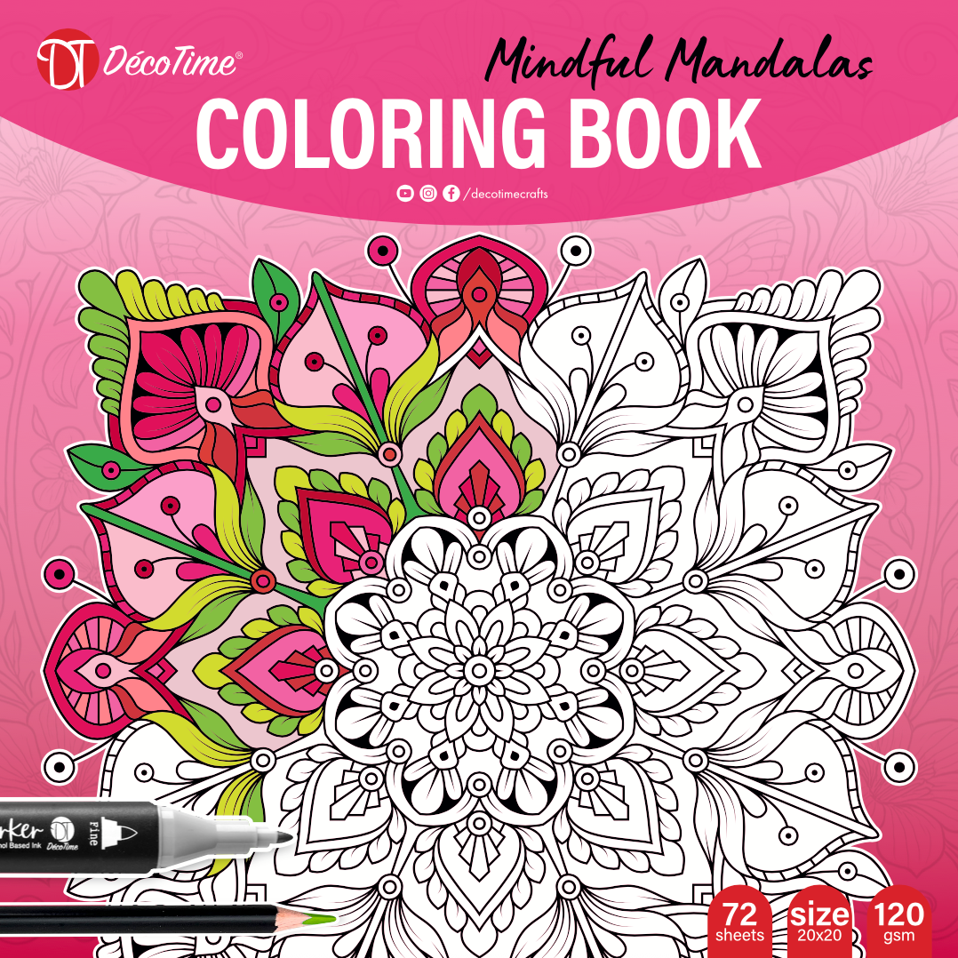 Decotime Coloring Book - Mindful Mandalas Pink 72 Sheets