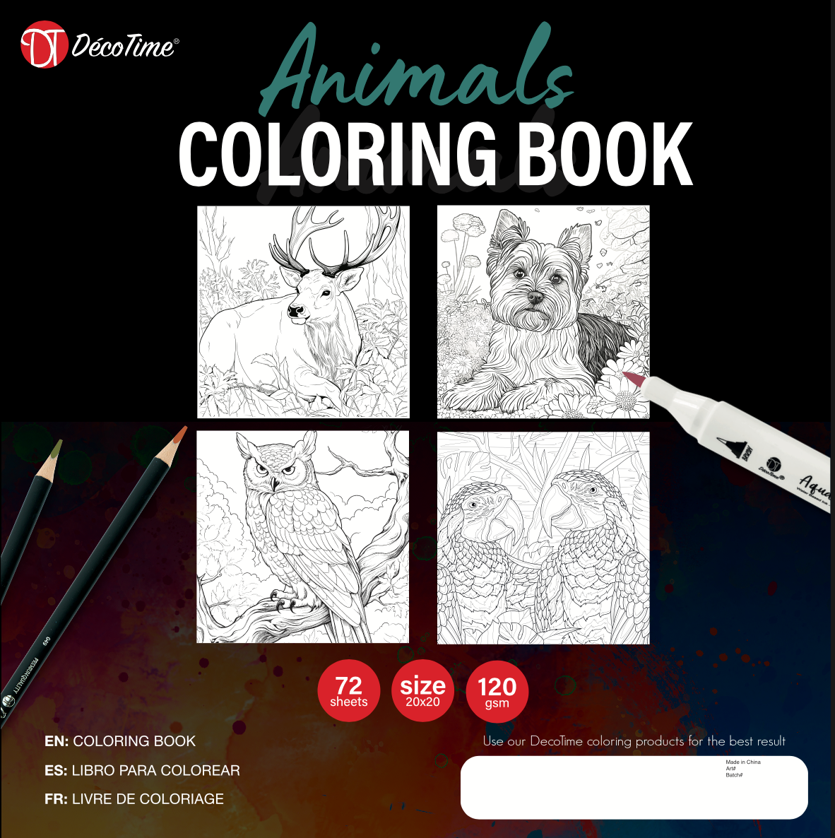 Decotime Coloring Book - Animals 72 Sheets