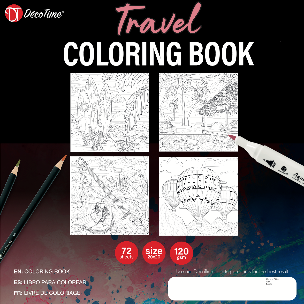 Decotime Coloring Book - Travel 72 Sheets