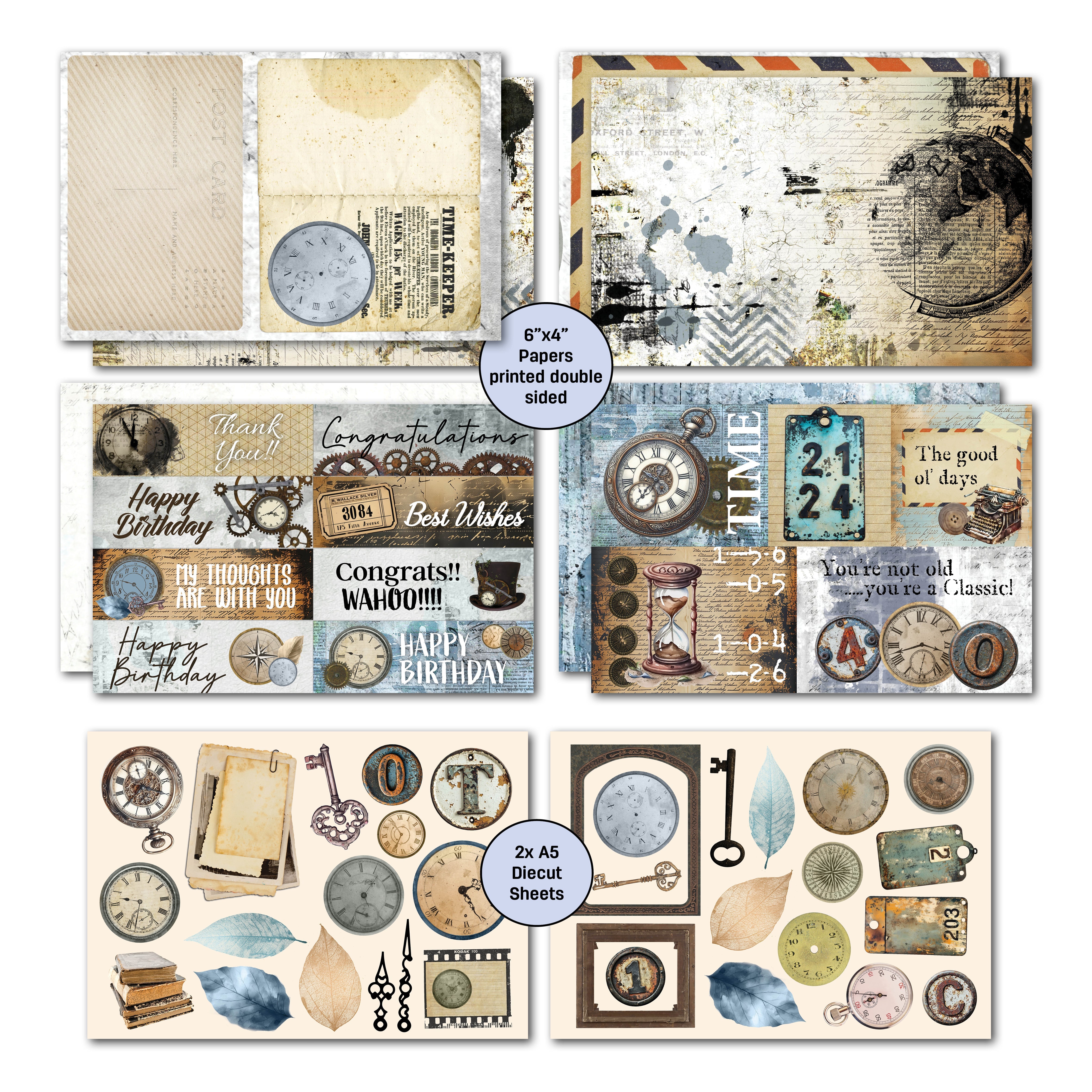 3Quarter Designs Eclectic Clocks 6x4 Card Pack