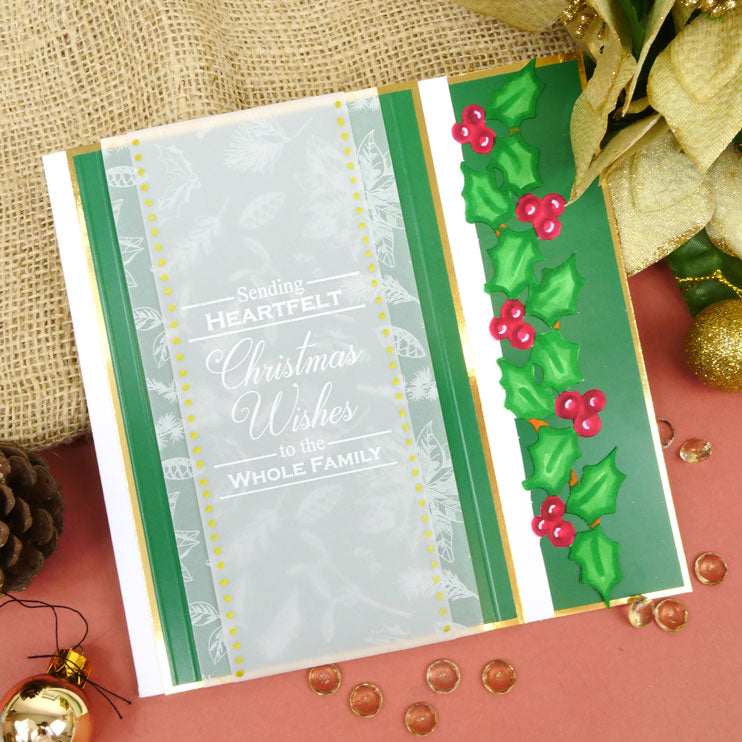Festive Fancy-Edge Card Blanks - Holly