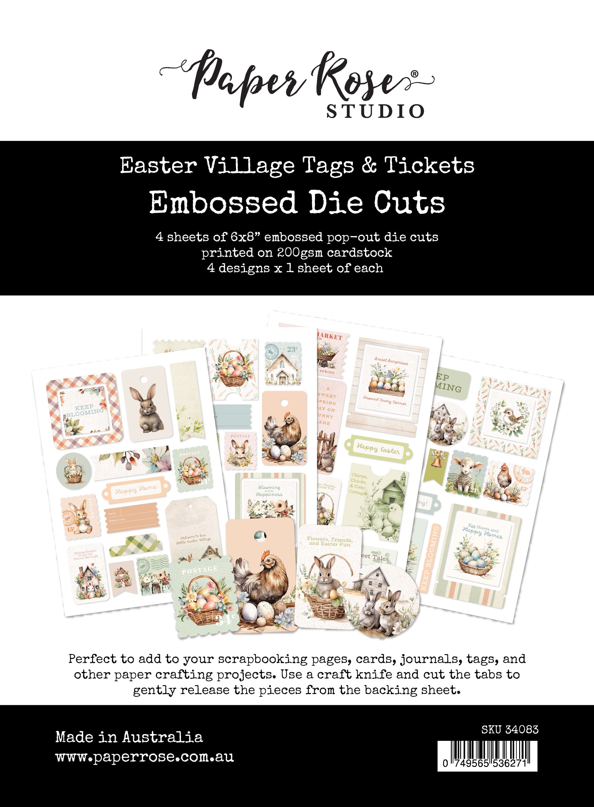 Easter Village Tags & Tickets Embossed Die Cuts 34083