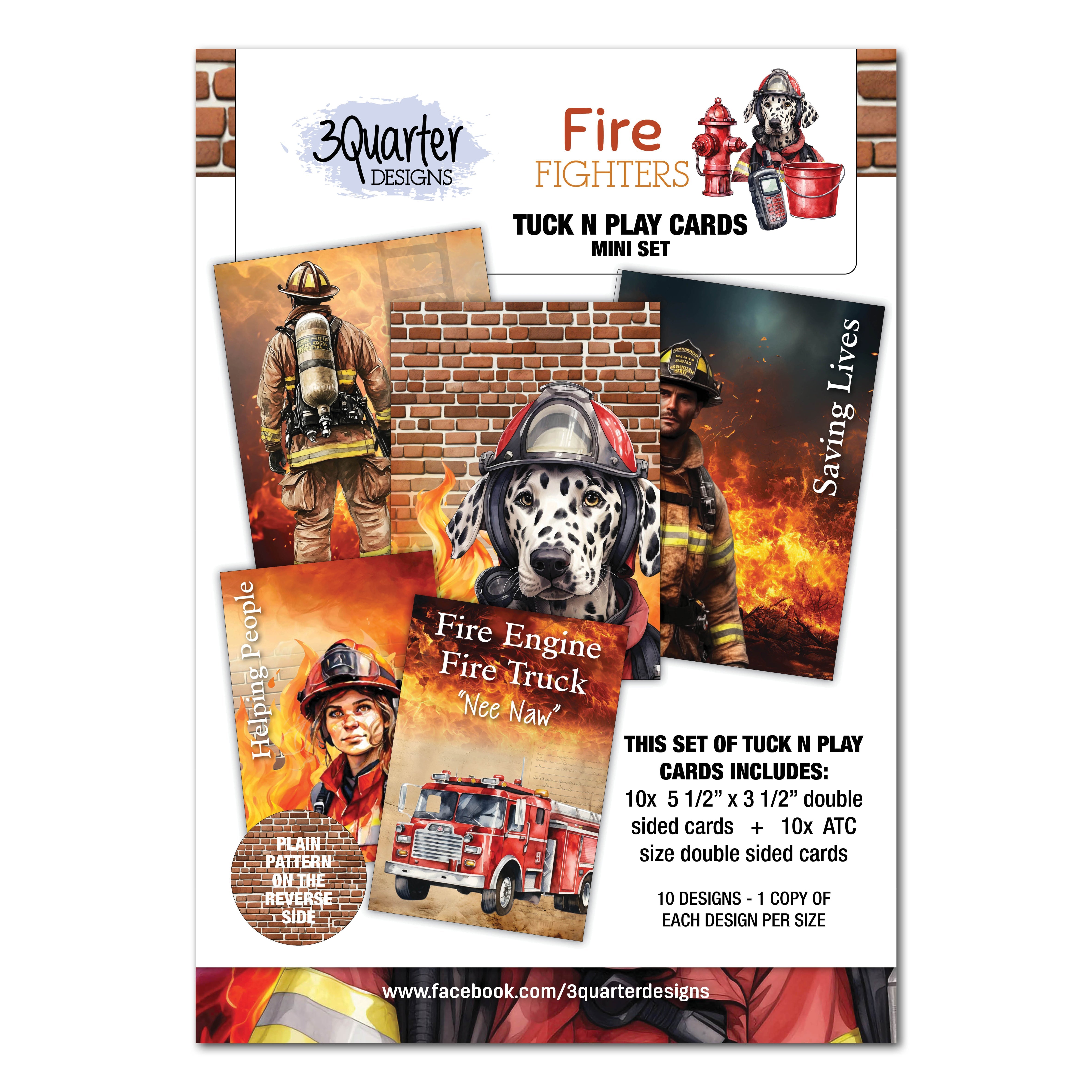 3 Quarter Designs Fire Fighters Mini Tuck N Play Cards