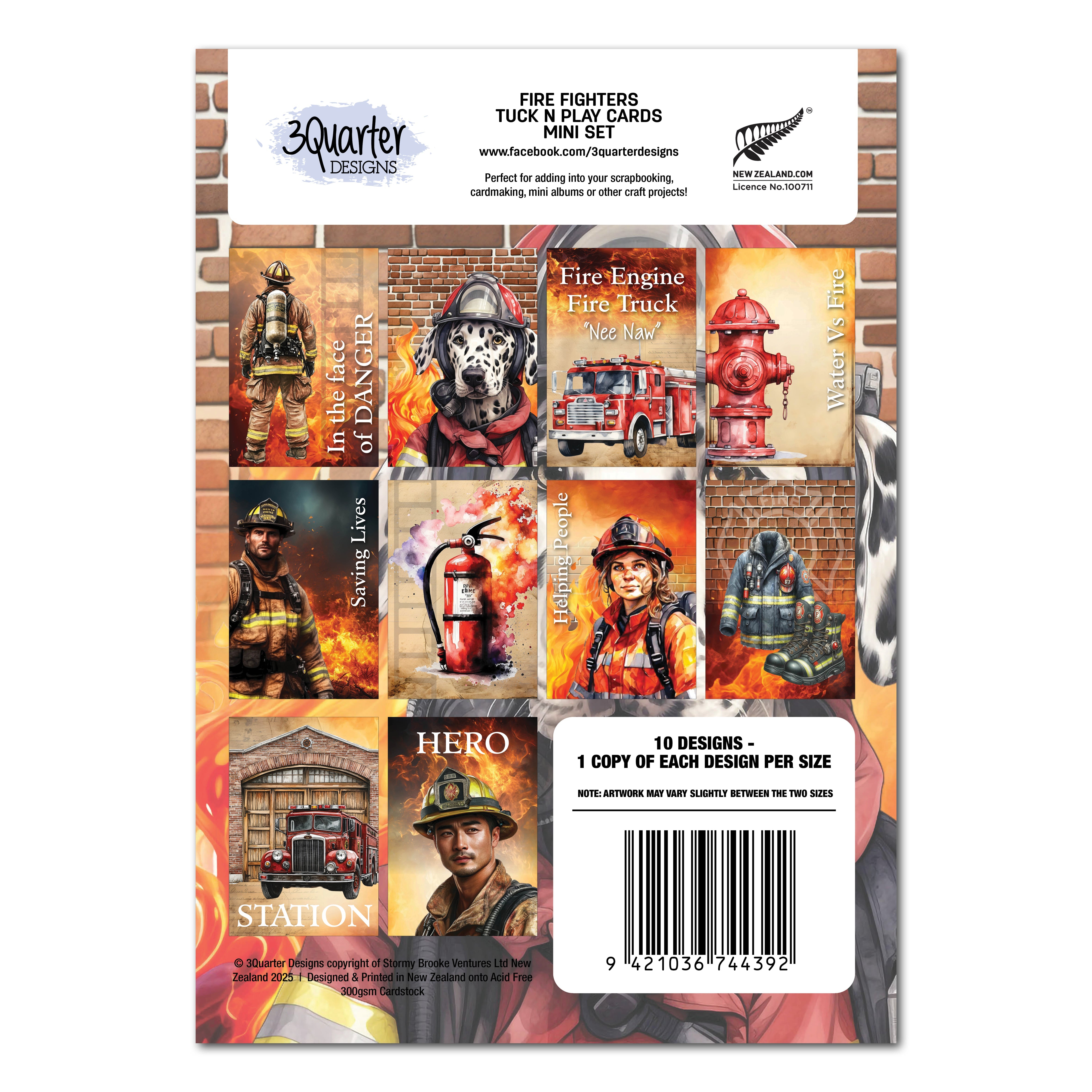 3 Quarter Designs Fire Fighters Mini Tuck N Play Cards