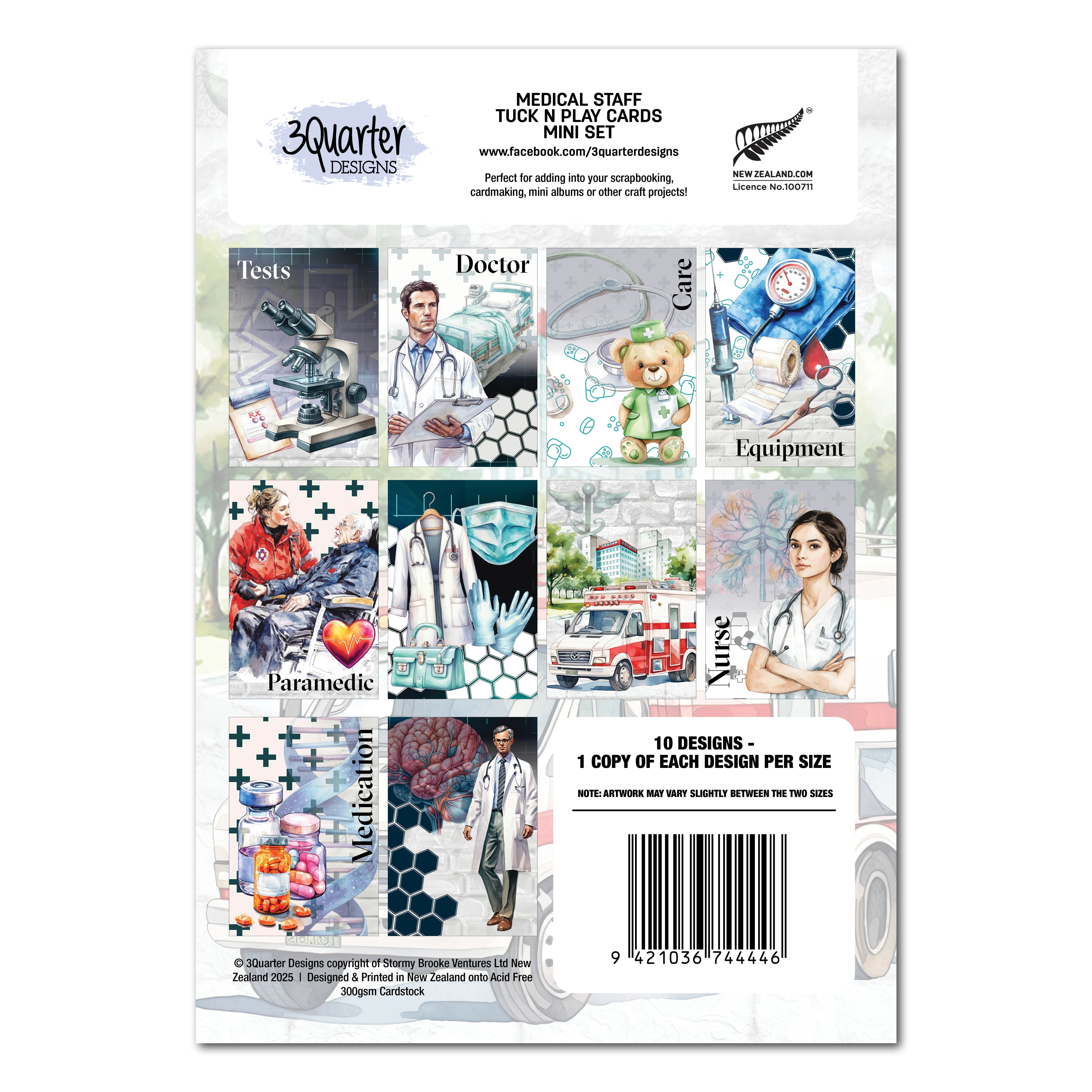 3 Quarter Designs Medical Staff Mini Tuck N Play Cards