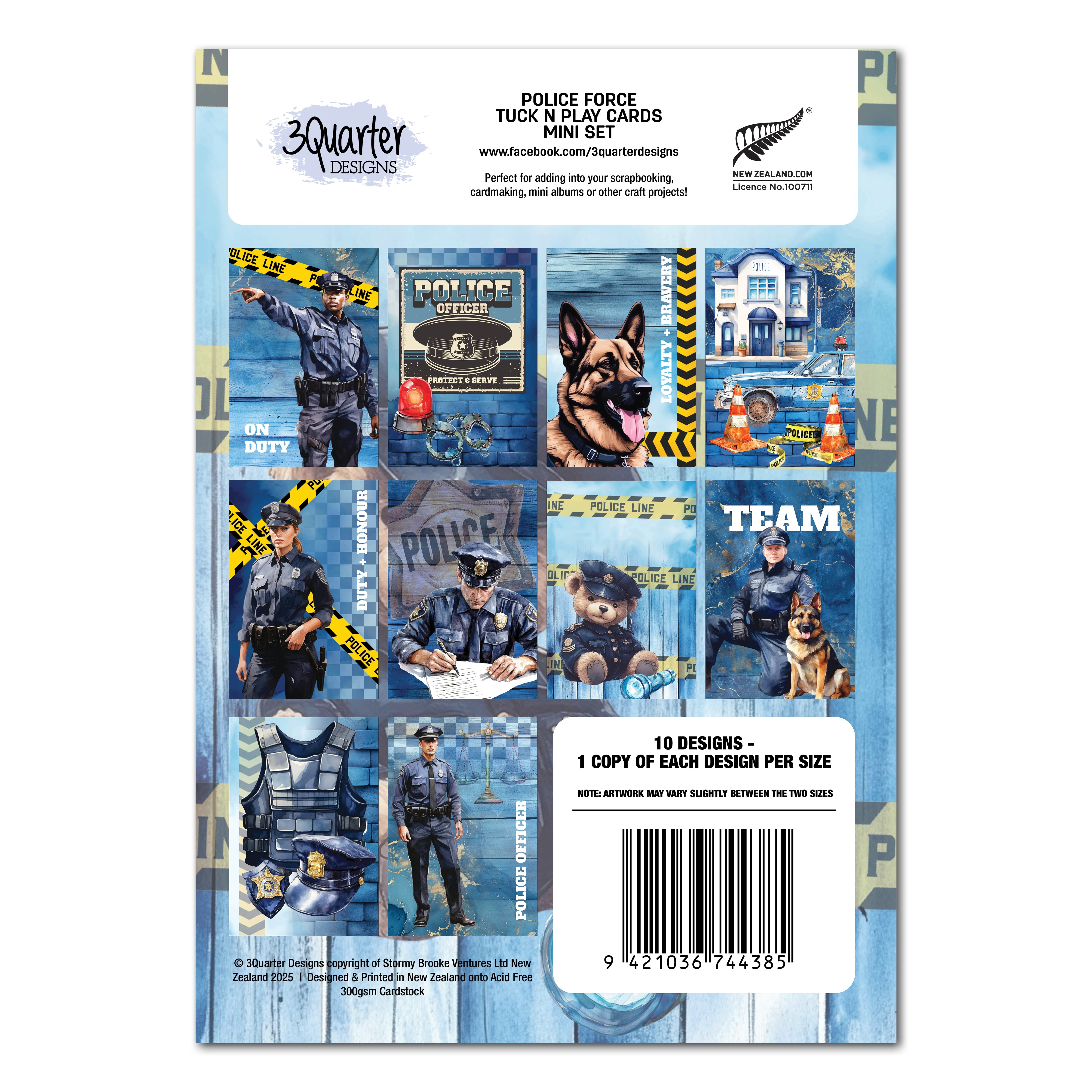 3 Quarter Designs Police Force Mini Tuck N Play Cards