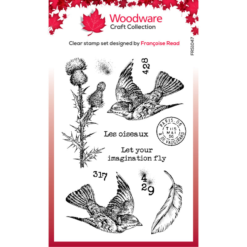 Woodware Clear Singles Flying Birds 4 in x 6 in Stamp Set