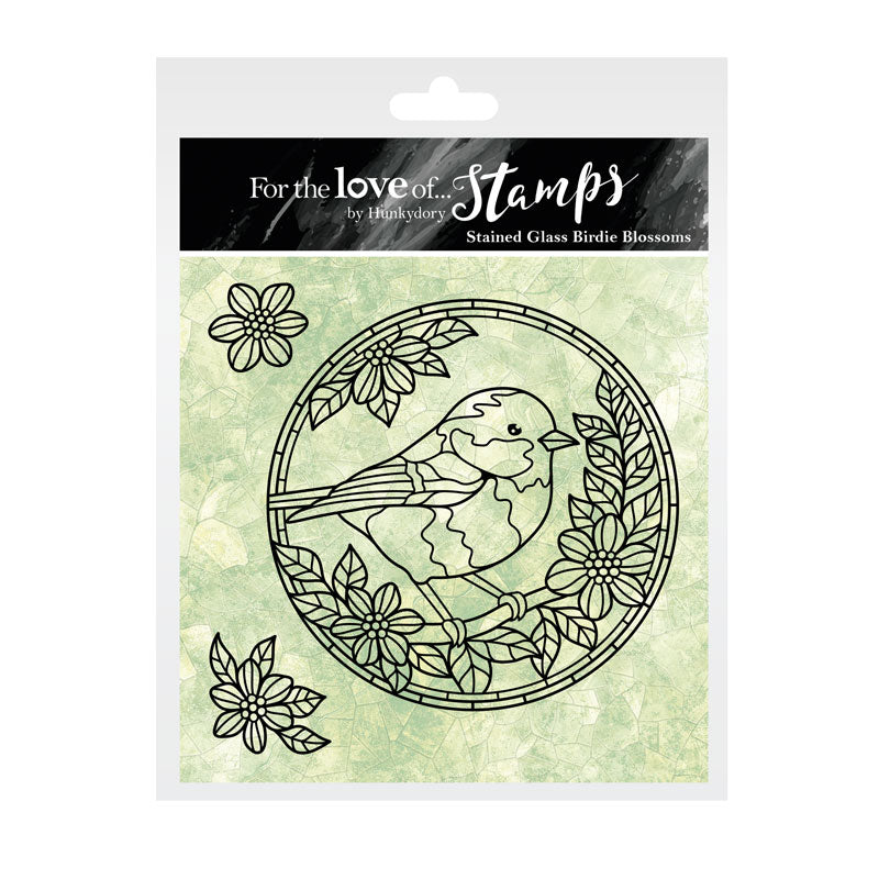 For the Love of Stamps - Stained Glass Birdie Blossoms