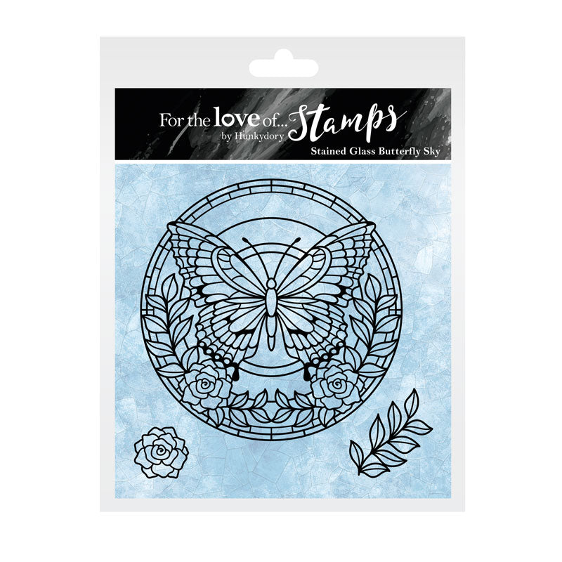 For the Love of Stamps - Stained Glass Butterfly Sky
