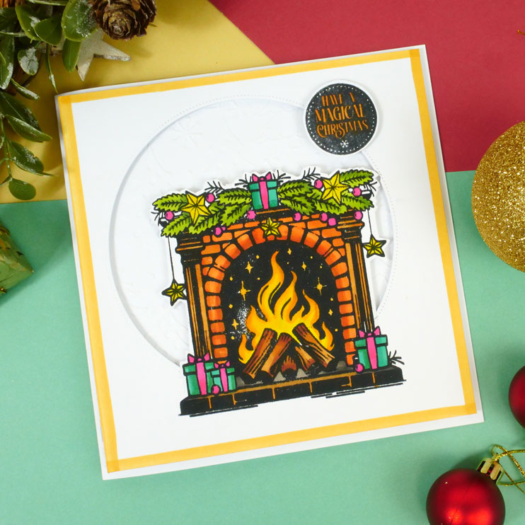 For the Love of Stamps - Festive Fireplace