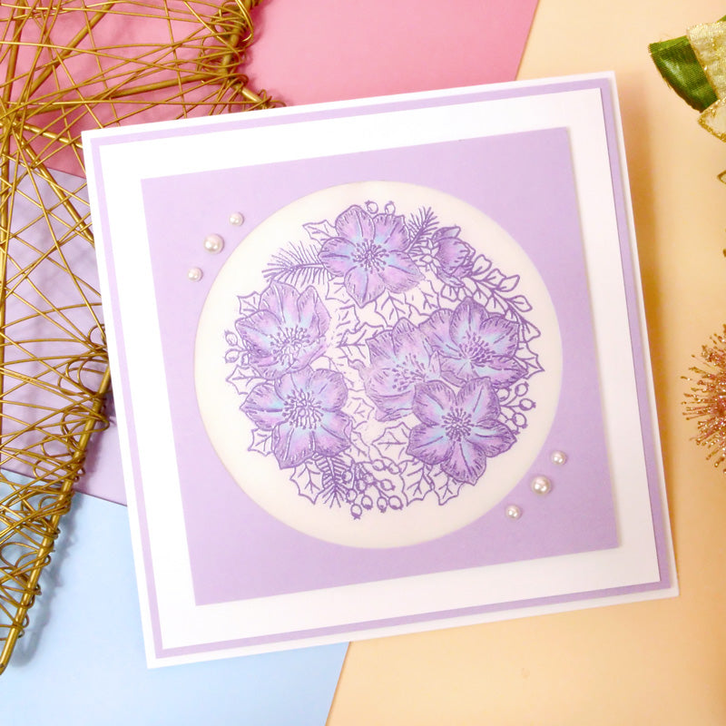 For the Love of Stamps - A Circle of Christmas Roses