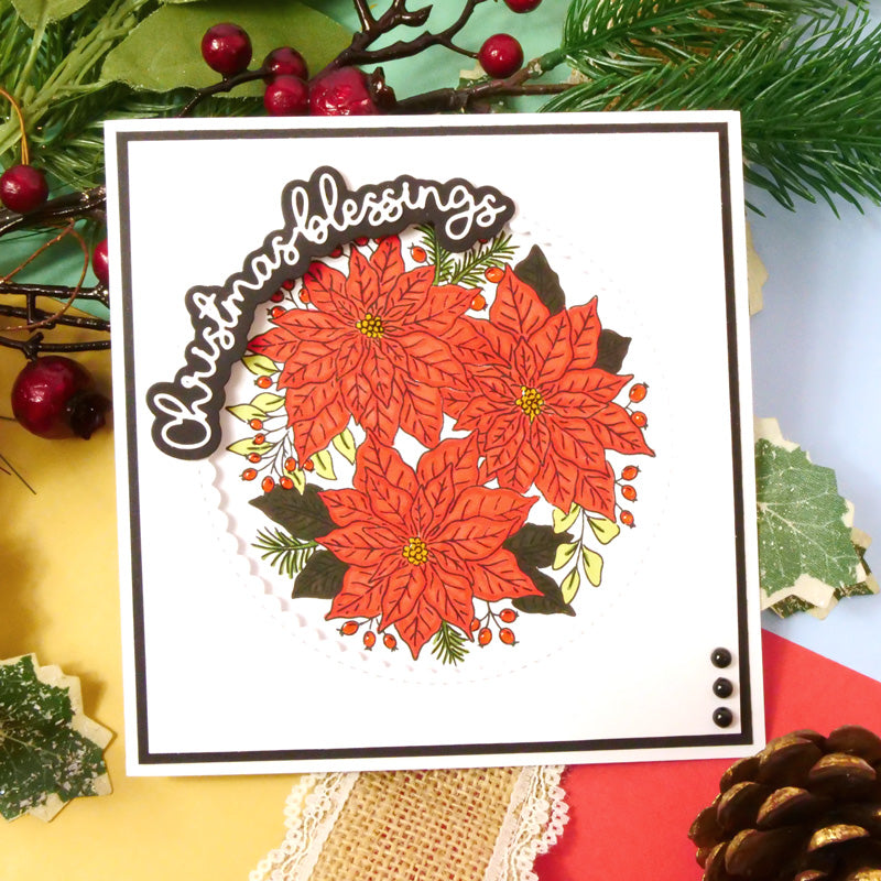 For the Love of Stamps - A Circle of Poinsettias