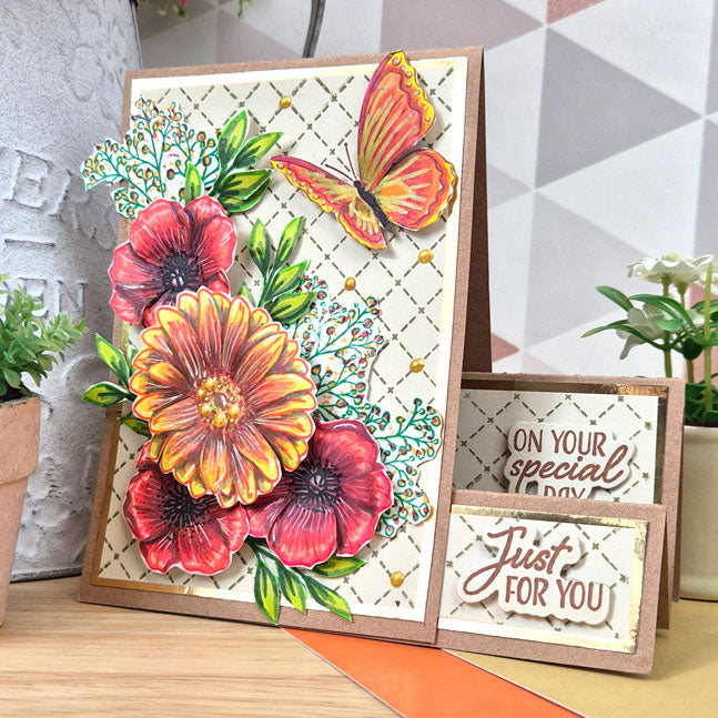 For the Love of Stamps - Stitched Trellis Background